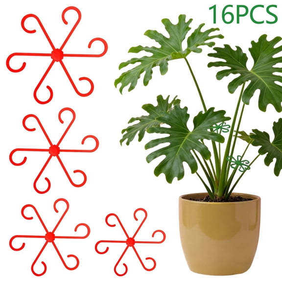 Fufafayo Plants Support Clips, Garden Plants Clips for Climbing Vines and Flowers, Plants Training Clips and Fixing Clips for Indoor Plants and Outdoor Gardens, 16 Pack Plants Support Frame for