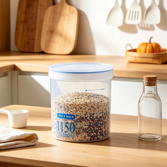 Fufafayo Plastic Airtight Storage Jars, Multipurpose Kitchen Sealed Containers, Grain Cereal Storage Canisters, Reusable Food Storage Pots for Powdered Milk