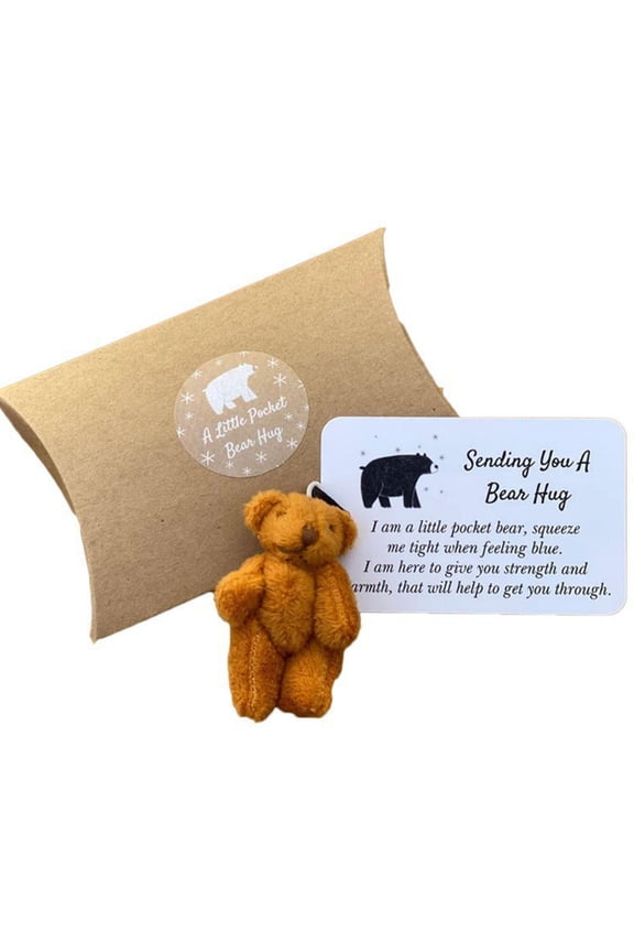 Pocket Bear Keychain, Mini Plush Teddy Bear, Anxiety Relief Gift, Thoughtful Keepsake for Women Men, Comforting Friend for Pocket Purse Backpack