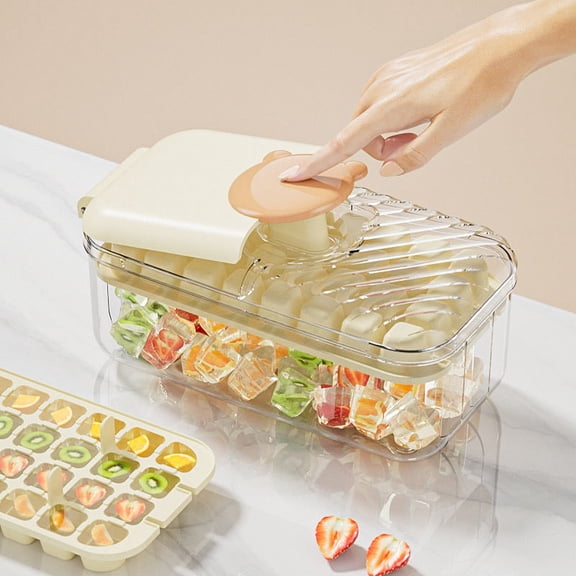 Fufafayo Press ice Tray, Ice Block Maker, Household Food Grade Ice Tray, Large Capacity Ice Storage Box, ice Mold with Shovel, Easy Release Ice Tray, Kitchen Ice Maker