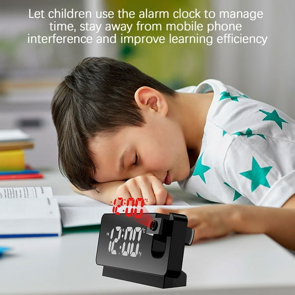 Fufafayo Projection Alarm Clock, Mirror Projection Clock LED Large Screen, Mute Creative Electronic Projection Alarm Clock, Ceiling Wall Projection Clock For Bedroom