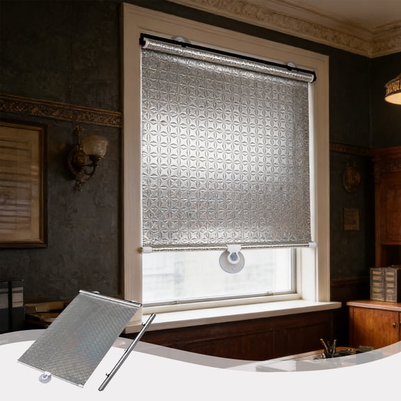 Fufafayo Retractable Sun Shade Roller Blind, Heat Blocking Window Cover For Indoor Outdoor Use, UV Protection Roller Shade For Kitchen Bathroom Office Car Window, Summer Sunscreen Thermal Insulation