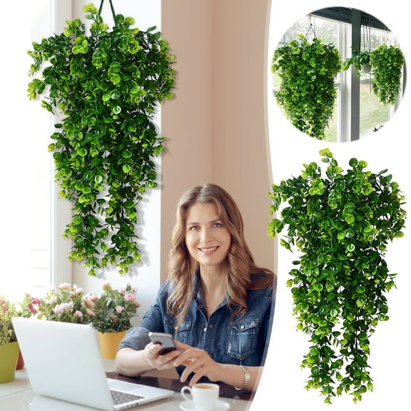 Fufafayo Simulated Green Plants, Suspension Artificial Plants for Home and Outdoor, Decorative Flowers for Wall and Ceiling, Faux Vine for Interior Decor, Hanging Plants for Room