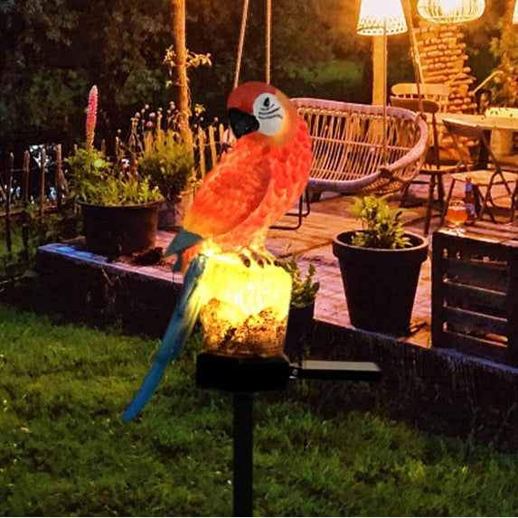 Fufafayo Solar Parrot Garden Light, Solar Powered LED Resin Decorative Light, Outdoor Landscape Lighting for Yard Pathway Patio, Waterproof Inserting Ground Light for Lawn Garden Decor