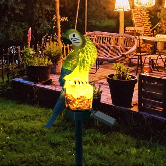 Fufafayo Solar Parrot Garden Light, Solar Powered LED Resin Decorative Light, Outdoor Landscape Lighting for Yard Pathway Patio, Waterproof Inserting Ground Light for Lawn Garden Decor