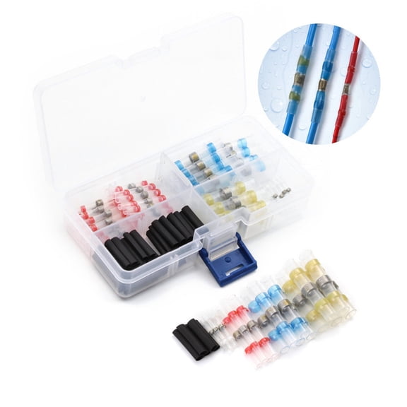 Fufafayo Solder Heat Shrinkable Middle Connection Terminal Combination, Waterproof Insulated Crimp Connector, Electrical Wire Splice Kit for Automotive Marine Wiring, 100pcs 120pcs 150pcs Electrical