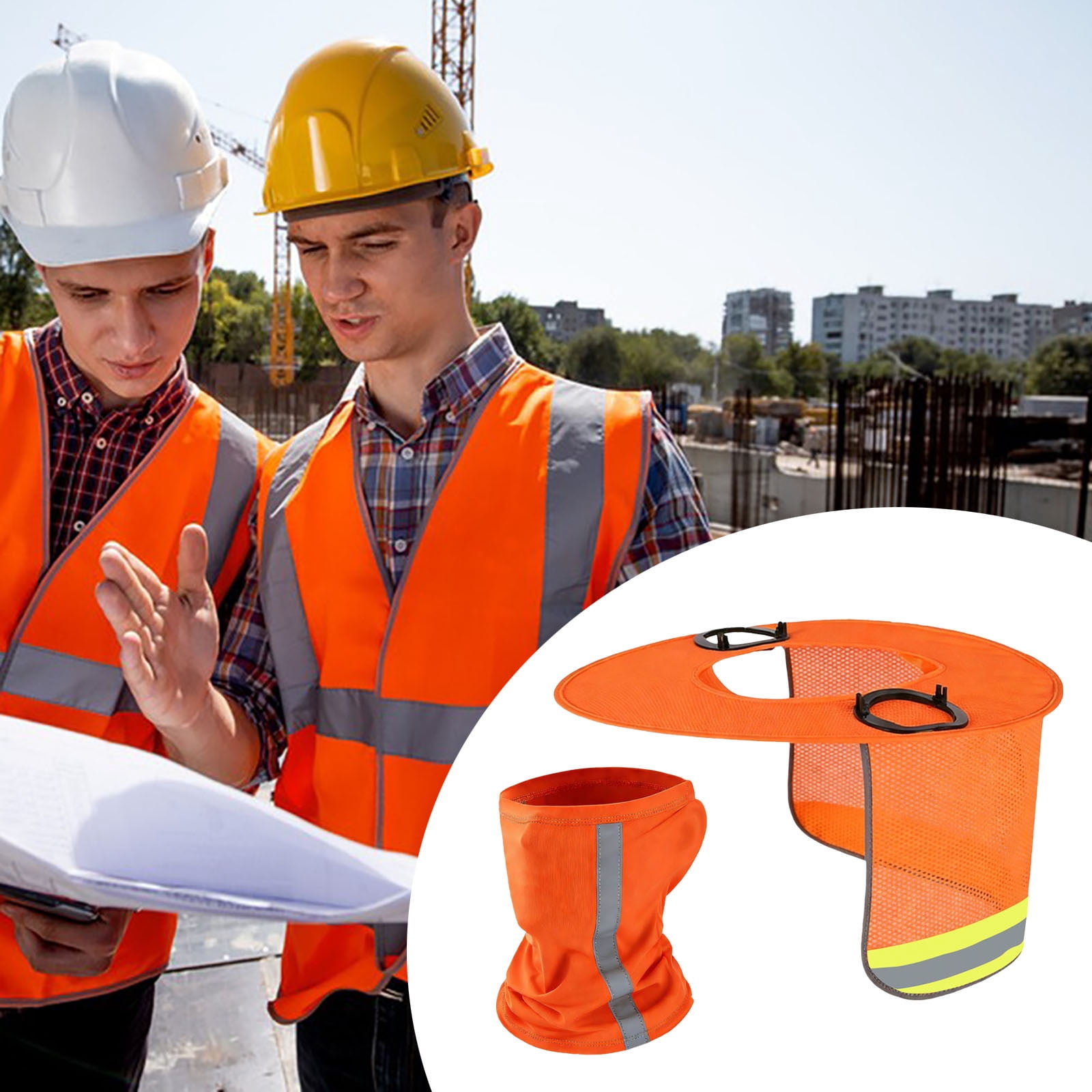 Fufafayo Sun Hat with Face Shield, UPF 50+ Sun Protection Hat, Foldable Brim Safety Helmet Attachment for Outdoor Work Gardening Construction