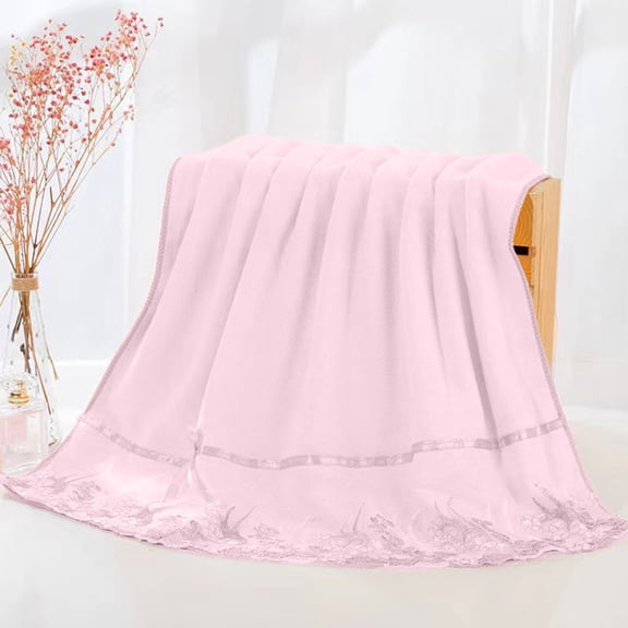Fufafayo Towel Set, Colour Lace Side Soft Absorbent Embroidered Gift Towel Bath Towel, Embellished Towel Set for Guest and Bathroom, Quick Dry and Plush Towels for Spa and Home Use