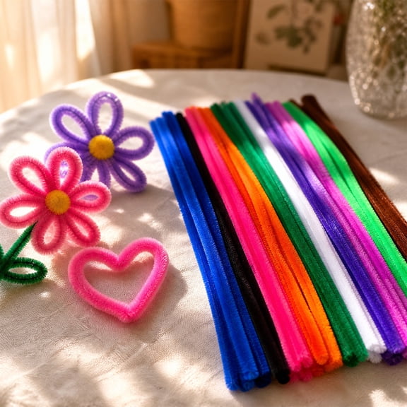 Fufafayo Twistable Floss Flower Bouquet DIY Craft Kit, EducationalToyforKidsParent-Child Activity, Super Dense Chenille Stems for Art Projects, Creative Handmade Gift forGirlsBoys Classroom