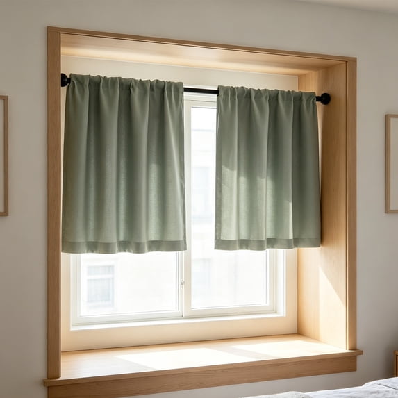 Fufafayo Two-Sided Non-Glossy Curtains for Pole, Waterproof Sunshade Small Curtains, Half Door Curtain for Kitchen Sink Cabinet, Coffee Curtain for Bathroom Window Living Room