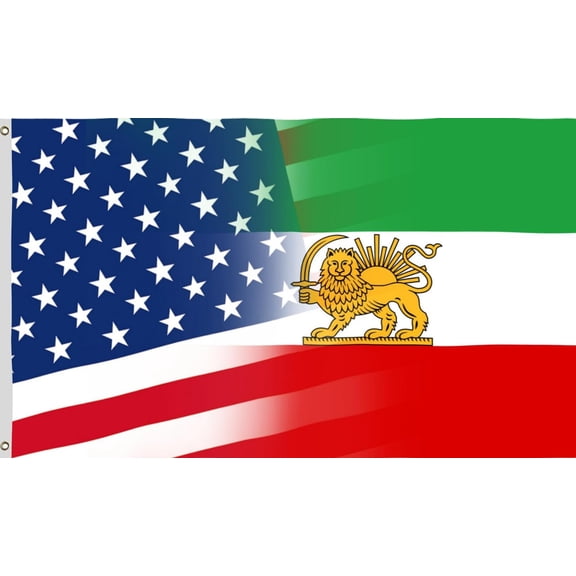 Fufafayo US Iran Friendship Flag 3x5 Feet, Large American And Old Iranian Flag for Outdoor Display, Durable Polyester Banner with Brass Grommets And Double Stitched Edges, Decorative Garden Yard Or