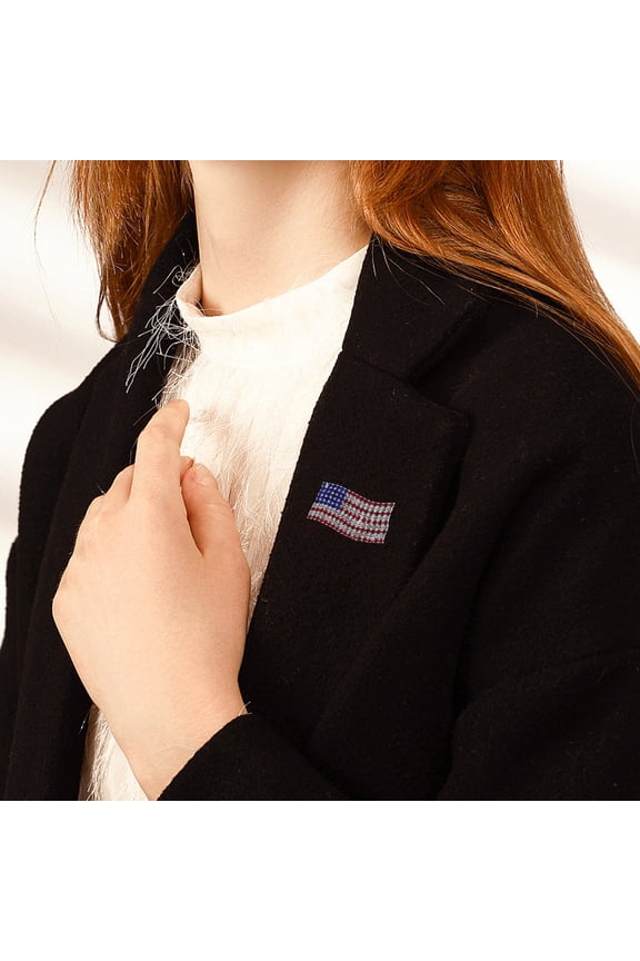 USA Flag Brooch Pin, Patriotic Jewelry Enamel Crystal Waving Corsage Pin for Clothes Scarf Bag Hat, Independence Day Memorial Day Veterans Day Gift, Alloy Flag Lapel Pin for Women Men