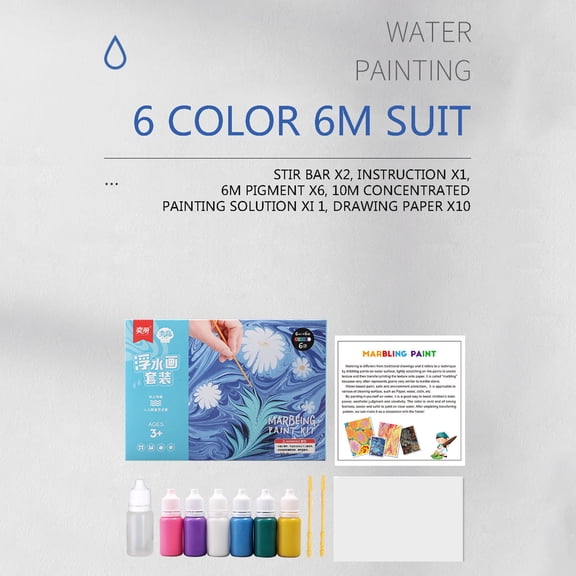 Fufafayo Water Painting Kit, Floating Art Paint, Marbling Paint Set, Water Drawing Tool, DIY Art Pigment for Kids, Students, Craft