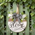 thumbnail image 1 of Fufafayo Welcome Wreath Round Bow Door Hanger, Wooden Welcome Sign For Front Door, Indoor Outdoor Home Decor For Porch Entryway Wall, Housewarming Gift For Home, 1 of 6