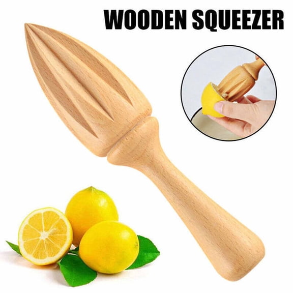 Fufafayo Wooden Manual Lemon Juicer Log Squeezing Tool Kitchen Utensils, Solid Beech Wood Citrus Juicer, Orange Squeezer Reamer for Juicing Lemons Oranges Limes, Farmhouse Kitchen Gadget for Cooking
