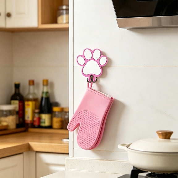 Fufafayo Wooden Paw Print Wall Hook Dog Leash Hanger Decorative Pet Supply Organizer for Entryway Mudroom Hallway Closet