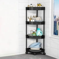 Fufafayo under $5 4 Tier Storage Cart Mobile Shelving Unit Organizer Storage Rolling Utility Cart for Kitchen Bathroom Laundry Narrow Places, Plastic