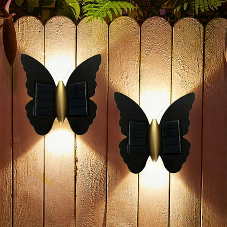 Fufafayo under $5 Butterfly Solar Wall Light Powered Motion Sensor Outdoor Lantern Outside Yard Lamp for Garden Hallway