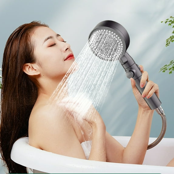 Fufafayo under $5 High Pressure Shower Head, 8-Settings Handheld Showerhead with ON/Off Full Shutoff Push Button for Home Bathroom