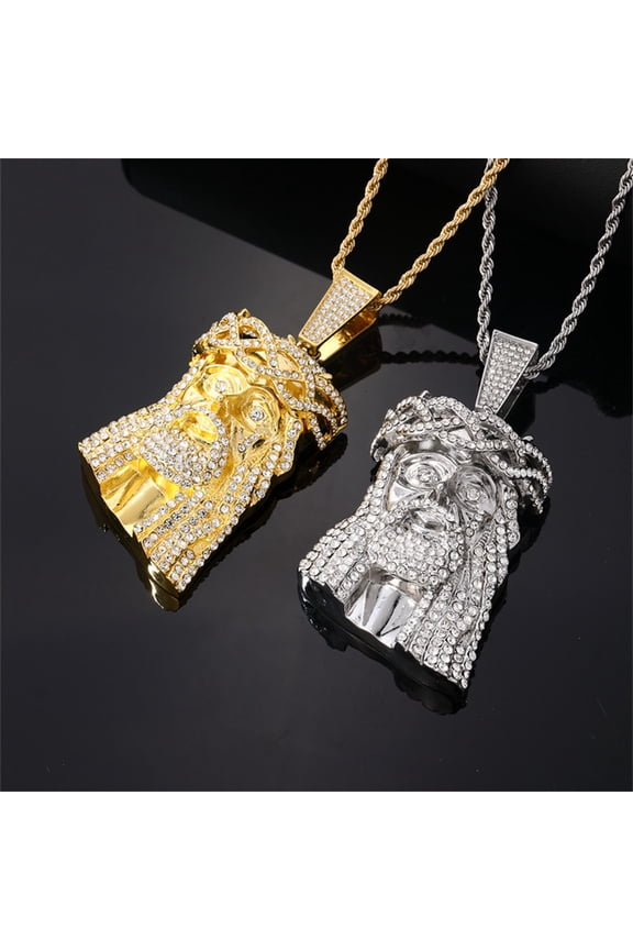 under $5 Jesus Pendant Necklace Rope Chain for Men Twist Chain Stainless Steel Chain, Hop style