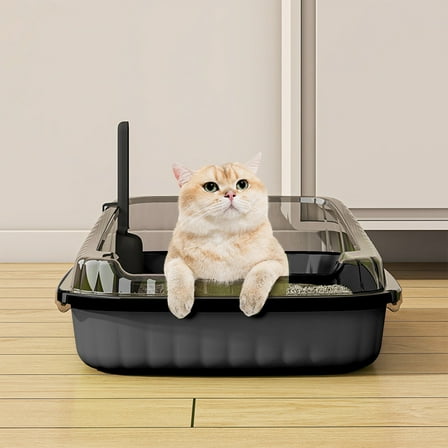 Fufafayo under $5 Large Open Cats Litter Box Kitty Litter Pan, Heighten Cat Sandbox, Splashproof Cat Toilet Cat Litter Tray