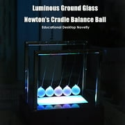 Fufafayo under $5 Luminous Newtons Cradle, Luminous Newton s Cradle Balance Ball, Glass Pendulum Desktop Decor with Light Projector