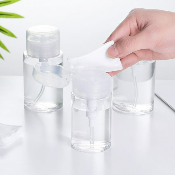 Fufafayo under $5 Push Down Pump Dispenser Empty Push Top Bottles Containers for Nail Polish Makeup Remover Micellar Water Facial Toner 200ML