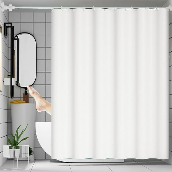 Fufafayo under $5 Shower Curtain for Bathroom, Heavy Duty Waterproof Thick Cloth Shower Curtains with Hooks, Washable, Quick Dry