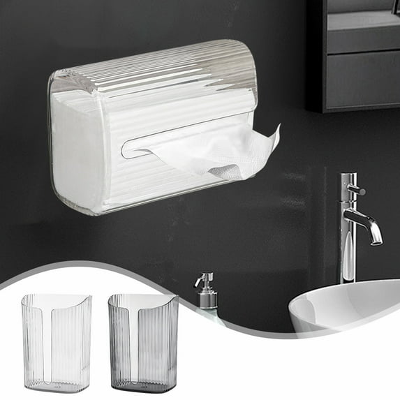 Fufafayo under $5 Wall Mounted Clear Tissue Box Holder, Plastic Facial Napkin Box for Bathroom, Kitchen, Bedroom