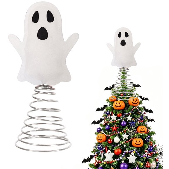 FufuCozy Halloween Ghost Tree Topper, Decorative Tabletop Ornament for Seasonal Home Decor, Festive Halloween Decor for Holiday Display