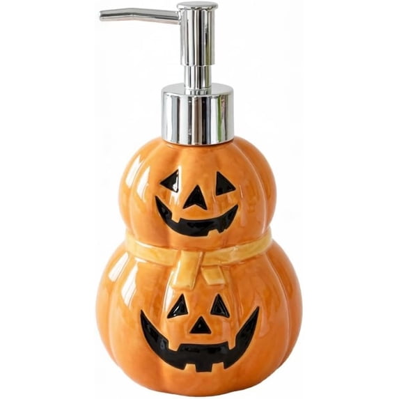 FufuCozy Halloween Soap Dispenser, Ceramic Pumpkin Decor, Seasonal Bathroom Accessory, Static Hand Lotion Pump for Indoor Fall Home Display