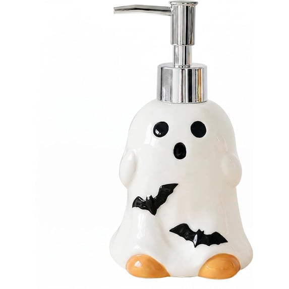 FufuCozy Halloween Soap Dispenser, Ceramic Pumpkin Decor, Seasonal Bathroom Accessory, Static Hand Lotion Pump for Indoor Fall Home Display