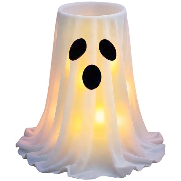FufuCrick Expandable Ghost Candy Jar, Glowing Ghost Candy Box with Adjustable Stand 13.8-47.2 Inch for Halloween Decor, Spooky Centerpiece for Halloween Party Decorations, White
