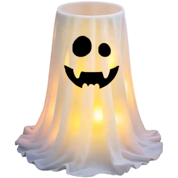 FufuCrick Expandable Ghost Candy Jar, Glowing Ghost Candy Box with Adjustable Stand 13.8-47.2 Inch for Halloween Decor, Spooky Centerpiece for Halloween Party Decorations, White
