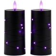 thumbnail image 1 of FufuCrick Flameless Candle, 2-Pack 6 inch LED Purple Flameless Candle for Halloween Decor, Electronic Pillar Light for Halloween Party Decorations, Purple, 1 of 9