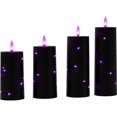 thumbnail image 1 of FufuCrick Flameless Candle, 4-Pack 6 inch LED Purple Flameless Candle for Halloween Decor, Electronic Pillar Light for Halloween Party Decorations, Purple, 1 of 9