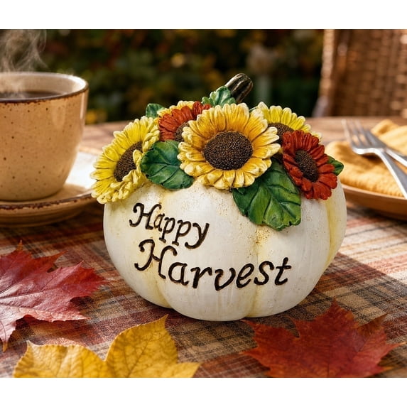 FufuCrick Halloween Decor, Resin Pumpkin Ornament, Fall Pumpkin Figurine for Table Centerpiece and Shelf Decoration, Harvest Seasonal Halloween Decorations, Autumn Style