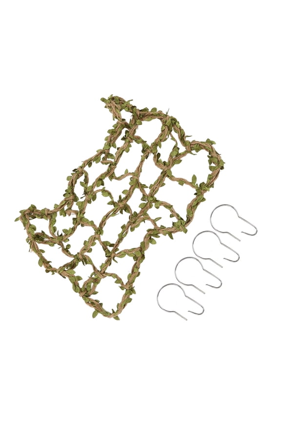 Bird Climbing Net Hemp Rope Woven Climbing Net With Green Fake Leaves For Parrots And Hamsters, Hammock Net, Climbing Net