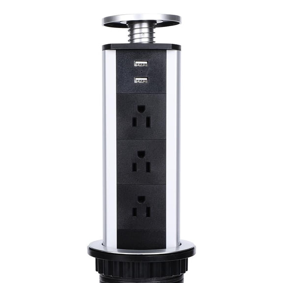 Fugacal Electrical Power Outlet Home Kitchen Worktop Desk Pull PopUp Socket with USB Port Electrical