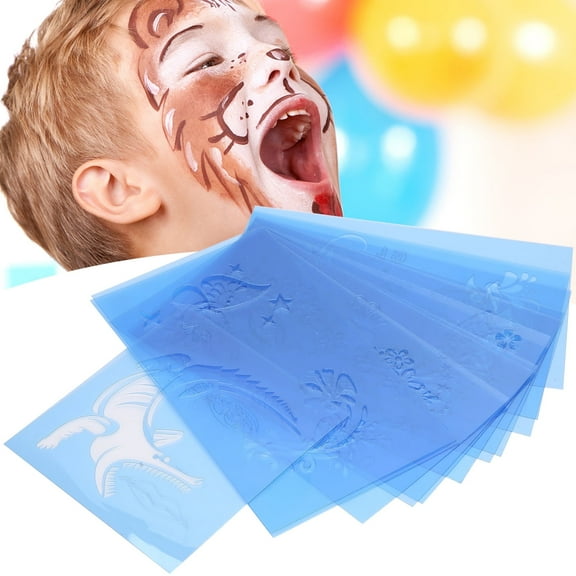 Fugacal Face Painting Template Kids Birthday Party Reusable PET Stencils, Multicolor