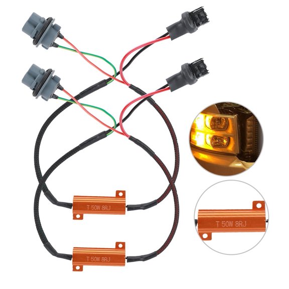 Fugacal Load Resistor Connector, Resistor Wire,7440 T20 50W8RJ Hyper Flash Fix Error Wiring Adapters For LED Turn Signal Lights