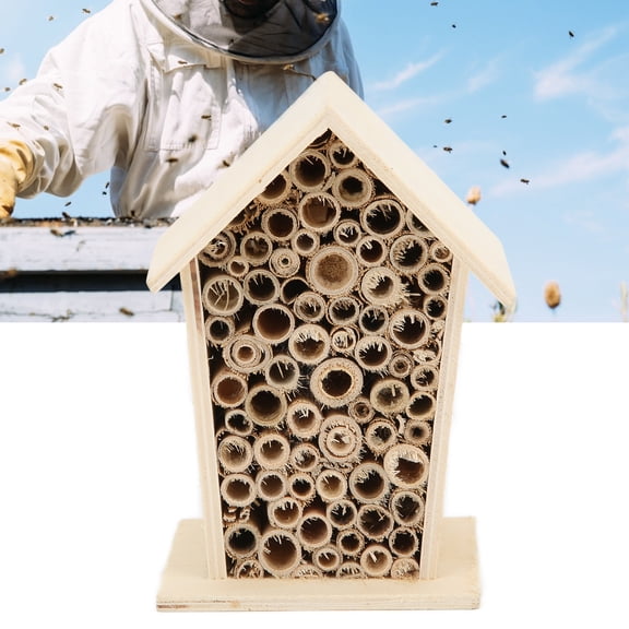 Fugacal Wooden Bee House,Wooden Bee House Safe Durable Environmental Friendly Wooden House For Garden, Shelter