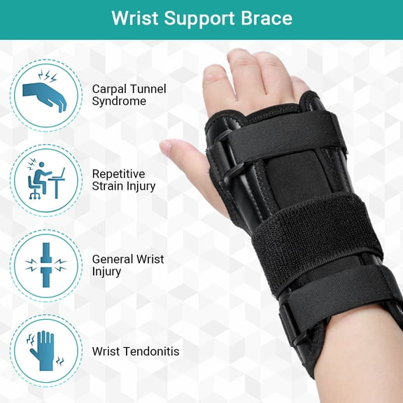 Fugacal Wrist Splint Arm Stabilizer & Hand Brace Breathable 1PC Right/Left Hand Universal Wrist Protector Black Edge One Size Custom Men's Model Single Sell With Manual (Leather Model)