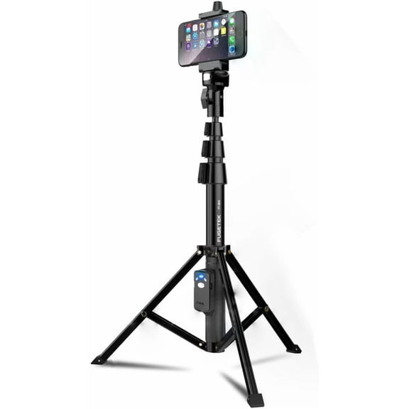 Fugetek 51" Professional Selfie Stick Tripod, 100% All Aluminum Stick & Legs, Lightweight, Detachable Bluetooth Remote, Portable All in One, Compatible with iPhone & Android, Non Skid Feet, Black