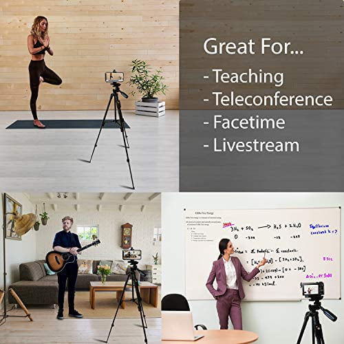 Fugetek Phone Camera Lightweight Aluminum Bluetooth Black 54" Tripod Kit NEW