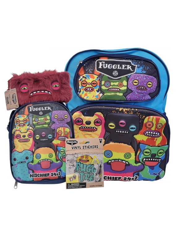 Back to School Bundle - 16" Backpack, Lunch Bag, Wide Eyed Weirdo Pencil Case, Vinyl Stickers