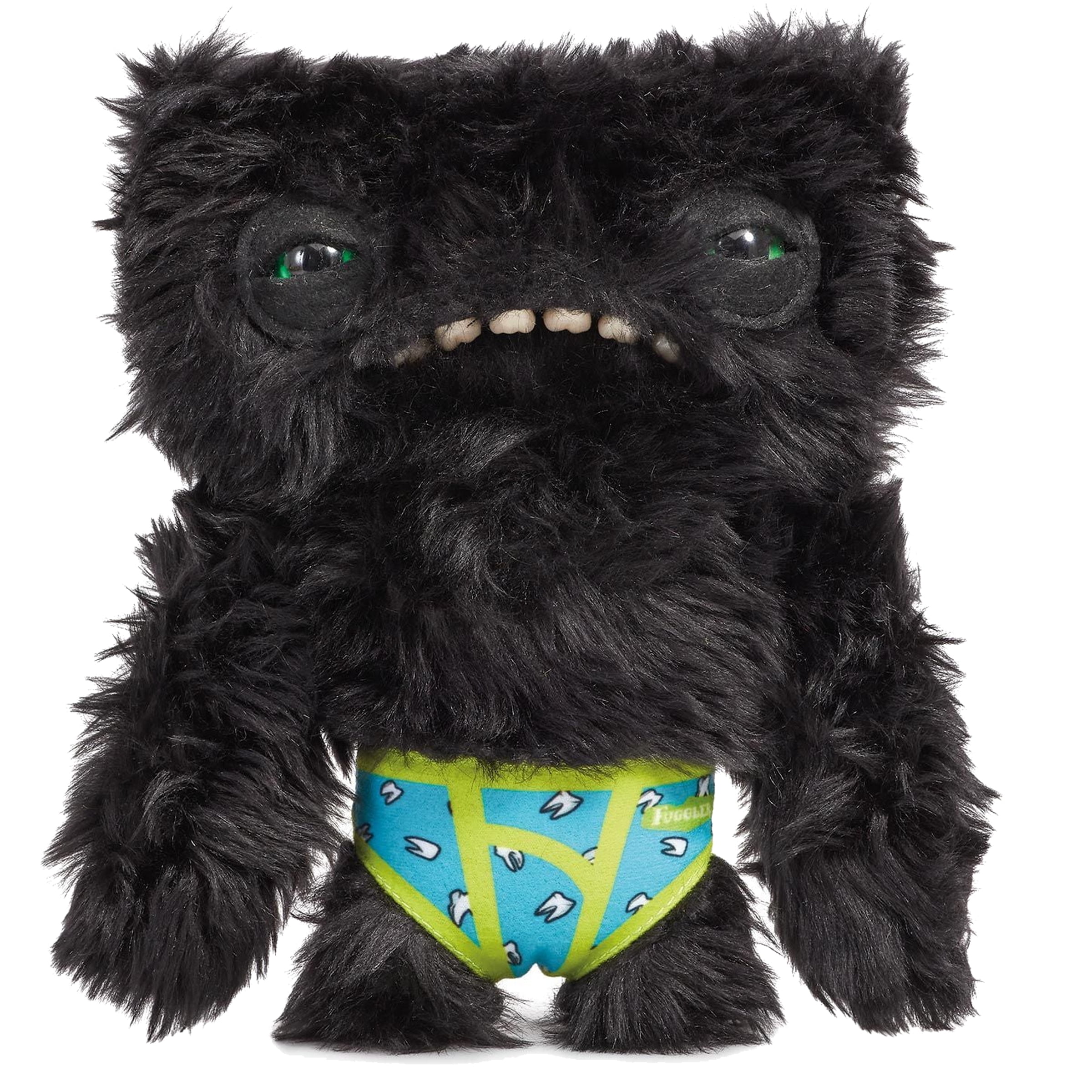 Fuggler Budgie Wide Eyed Weirdo - Black Plush Monster in Underwear