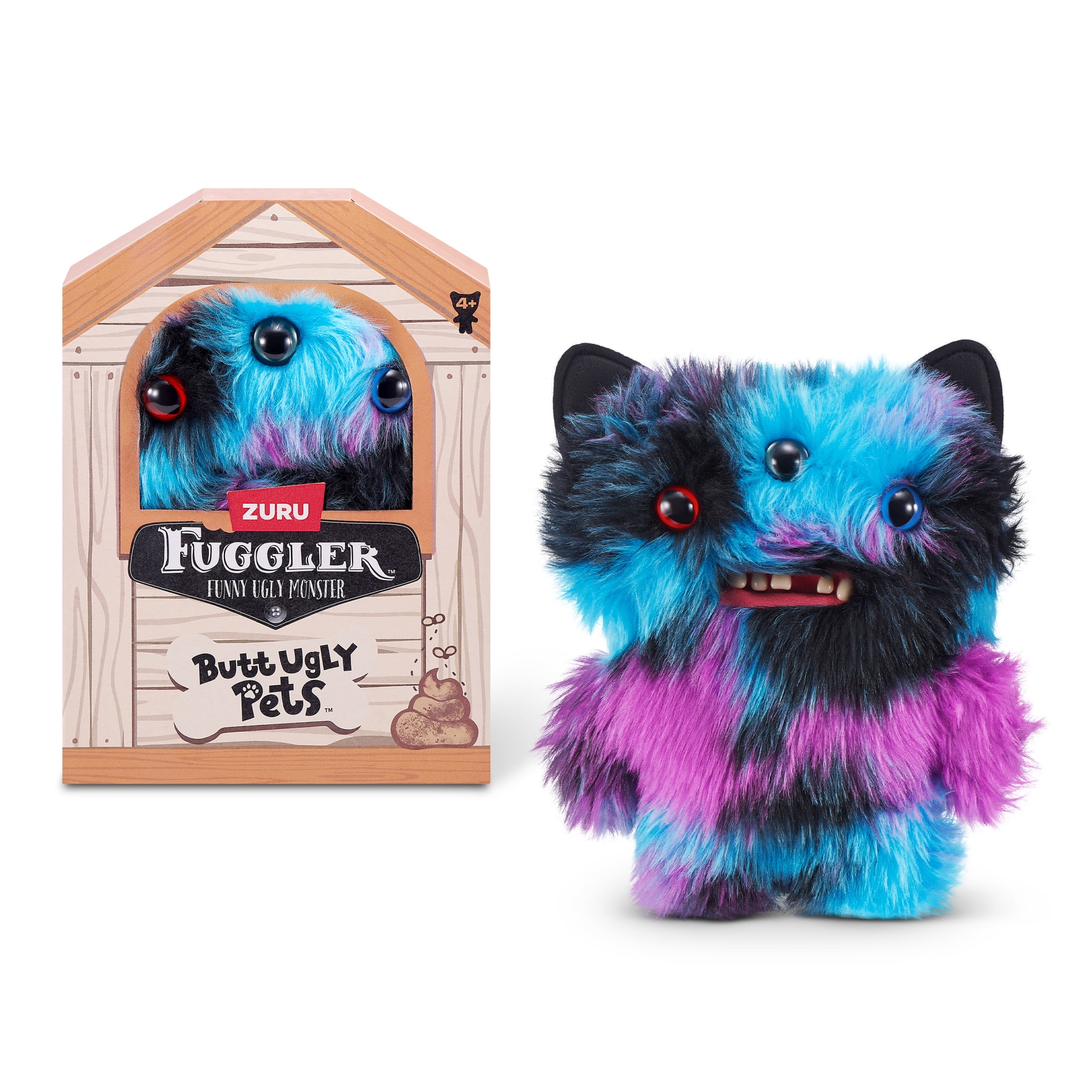 Fuggler Butt Ugly Pets 9 inch (Reek-O - Black Cat), Ugly Monster Stuffed Animal Toy by ZURU