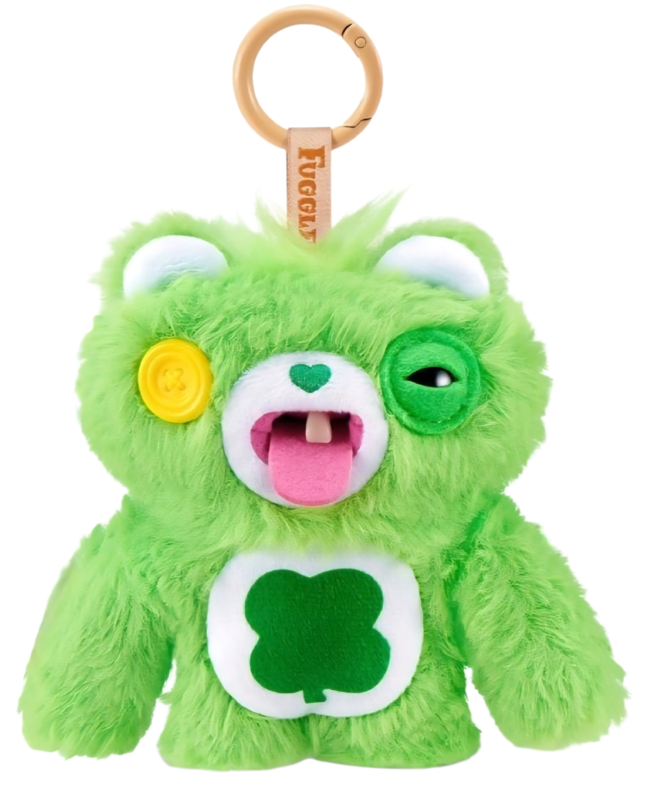 Fuggler Care Bear Bag Charm Plush Keychain, Good Luck Bear