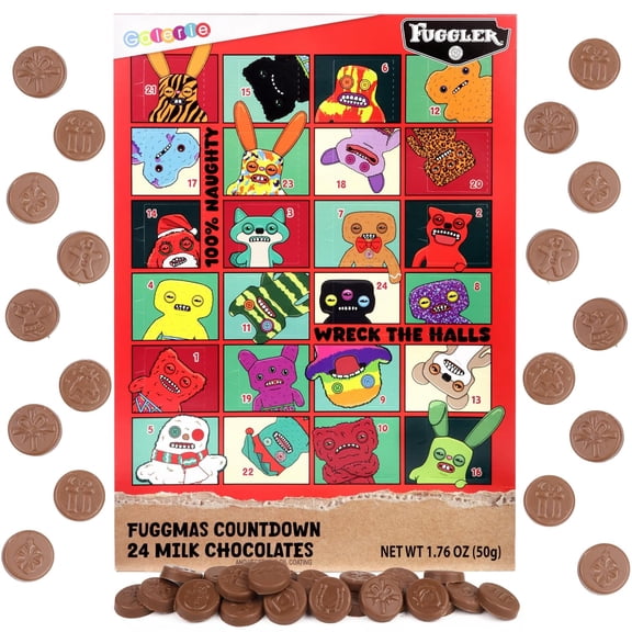 Fuggler Christmas Candy Advent Calendar, 24 Day Countdown, Milk Chocolates Inside, 1.76 Ounces
